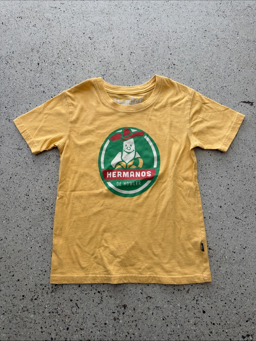 Howler Brothers Yellow Kids Graphic Tee with Green & Red Logo small